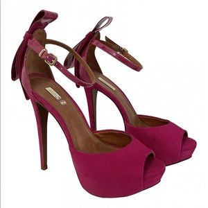 SCHUTZ Magenta Platform Heels with Bow Size 7B / 38